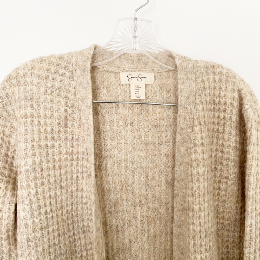 New Jessica Simpson fluffy waffle long cardigan with wool in size Extra small - Picture 3 of 5